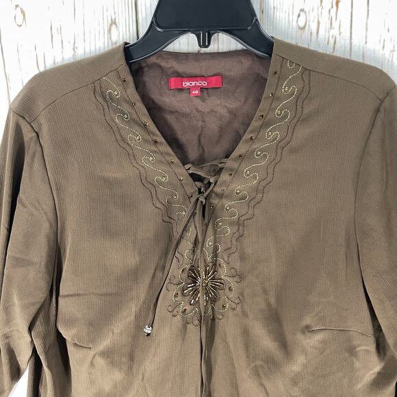 Bianca Boho Tunic Top Women US Size 18 Brown Long Sleeves Minimalist Lagenlook - Picture 4 of 7